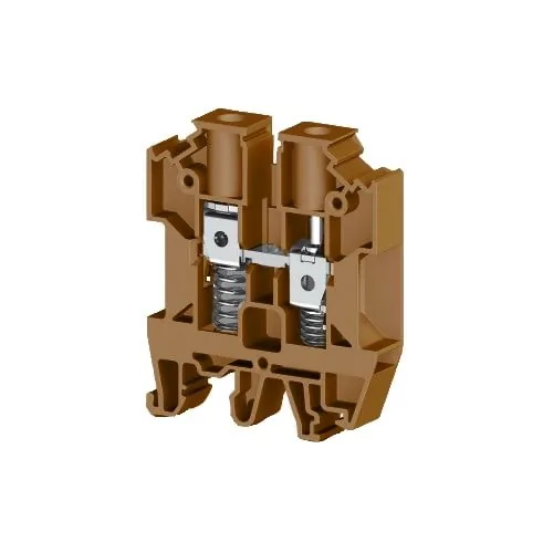 Винтовой клеммник на DIN-рейку с пружиной 10 мм.кв. коричневый KLEMSAN AVK-Y10 304528