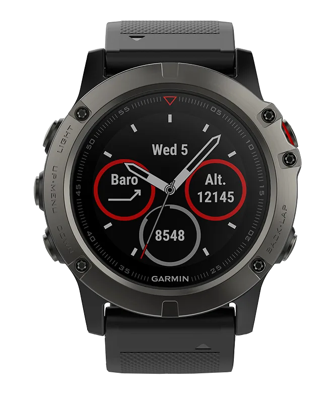 Смарт-часы Garmin Fenix 5X Sapphire серые с чёрным ремешком